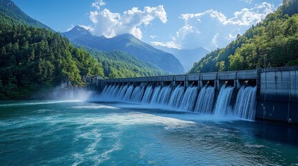 Fototapeta premium Rushing Water Powers Eco-Friendly Energy Generation