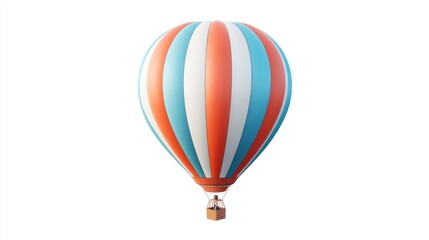 Naklejka premium Hot air balloon featuring bold diagonal stripes, isolated in mid-flight against white.