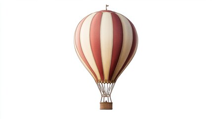 Obraz premium Hot air balloon mid-ascent, with delicate details, floating against a pure white background.