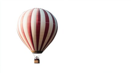 Fototapeta premium Hot air balloon mid-ascent, with delicate details, floating against a pure white background.
