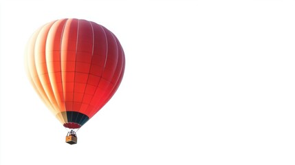 Obraz premium Hot air balloon mid-ascent, with delicate details, floating against a pure white background.