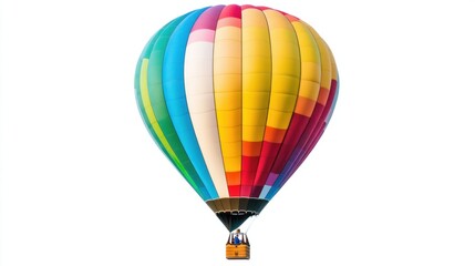 Naklejka premium Hot air balloon mid-launch, with vivid colors and clear details, floating on white.