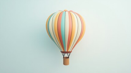 Fototapeta premium Hot air balloon with faded pastel colors, centered against a clean white backdrop.