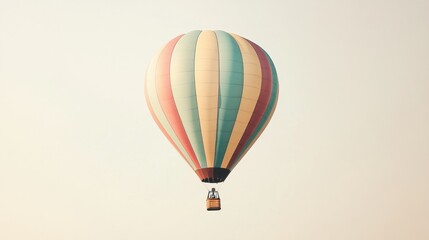 Fototapeta premium Hot air balloon with faded pastel colors, centered against a clean white backdrop.
