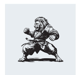 lion with martial art uniform