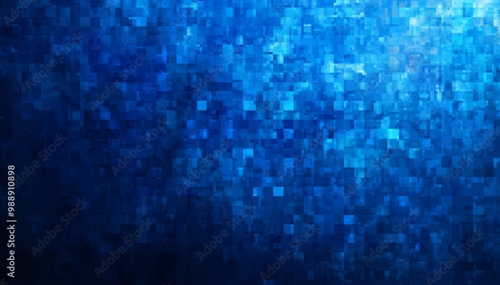 Poster a vibrant blue abstract background featuring a mosaic of pixelated patterns, ideal for digital art a