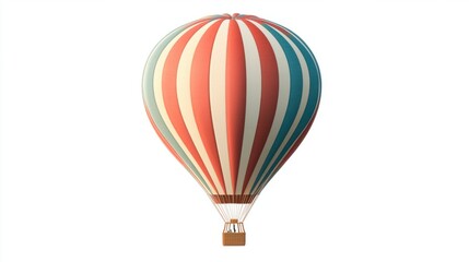 Naklejka premium Hot air balloon with sunburst patterns, isolated on a clear white background.