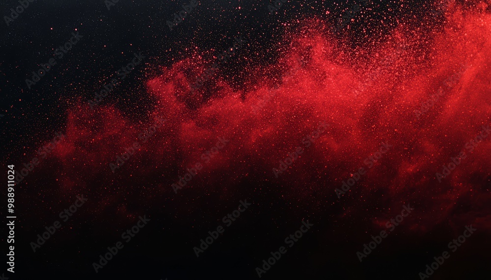 Wall mural a vibrant red powder explosion against a dark background, creating an abstract and dramatic visual e