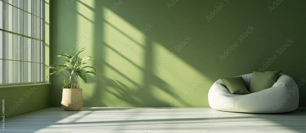 Poster green minimalist interior design in a contemporary setting featuring empty spaces and 3d rendering e