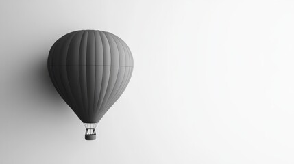 Obraz premium Monochrome hot air balloon with clean lines, floating in an empty white space.