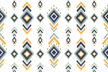 Seamless Ikat Pattern, Pastel Green Yellow Luxury, Ethnic Oriental, Indian Traditional Aztec Abstract, Design for Surface, Fabric, Clothing, Textiles and Decor.