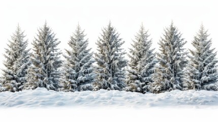 Fototapeta premium Snowy fir trees stand tall in a winter wonderland. AI generative. .