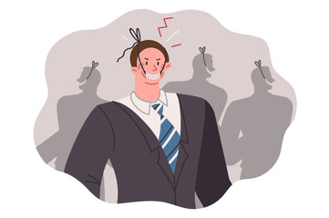 Hypocritical smile among business people who use fake emotions to deceive partners and customers