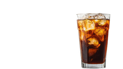 A refreshing glass of cola with ice and a splash, perfect for a cool drink at the bar