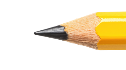 Yellow pencil isolated on white background, perfect for school and art, showcasing its sharp lead and wooden design