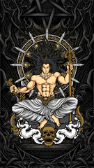 Fototapeta premium krishna sit on the rock