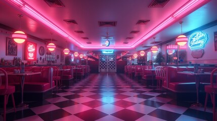 Neon Diner: A Retro 1950s American Diner Scene