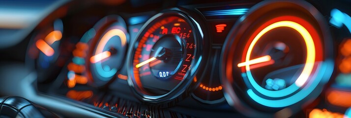 High-tech electric car dashboard featuring sleek energy meter and battery power indicator designed for cutting-edge fuel efficiency monitoring
