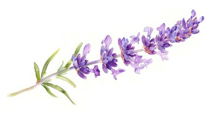 Obraz premium Watercolor print of a single lavender stem