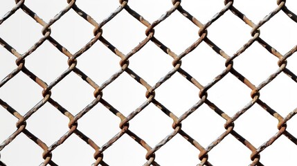 Fototapeta premium Chain Link Fence Isolated on a Clean White Background