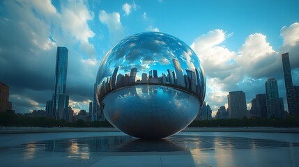 A massive stainless steel tank with a mirror-like finish, bathed in bright artificial lighting, with a background of glowing circuits and neon details, cyberpunk, 3D render