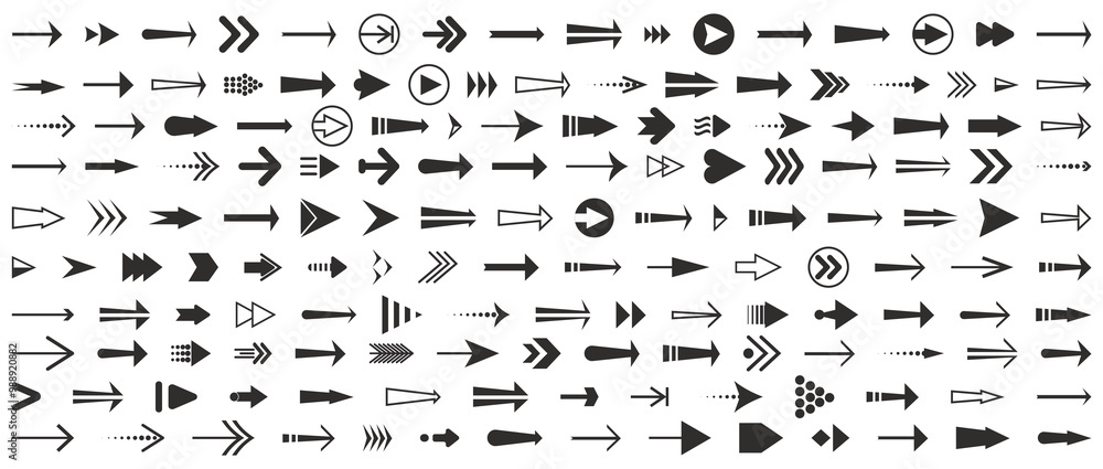 Poster arrow icon collection. set of black arrow signs. black arrow cursor for app
