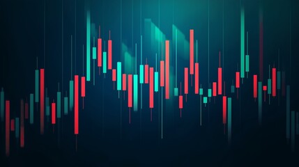 Fototapeta premium Colorful candlestick chart representing stock market fluctuations during trading hours