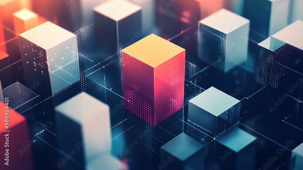 Poster abstract geometric cubes background in minimalist vector illustration with copy space.
