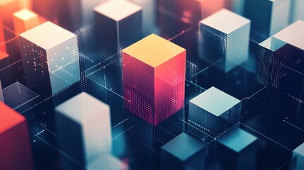 Obraz premium Abstract Geometric Cubes Background in Minimalist Vector Illustration with Copy Space.