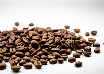 Fototapeta premium A Close-Up View of Freshly Roasted Coffee Beans Displaying Their Rich Brown Color and Textured Surface