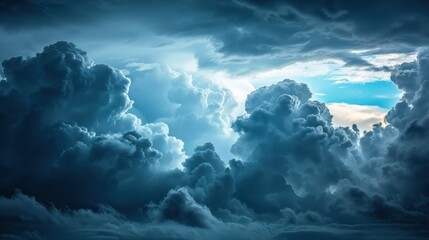 Dark clouds gathering, with a small patch of blue sky peeking through