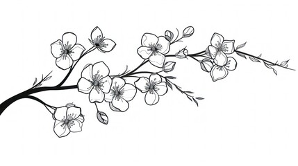 Simple outline of a cherry blossom branch