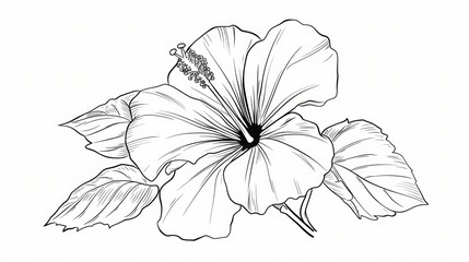 Simple Outline Hibiscus Flower