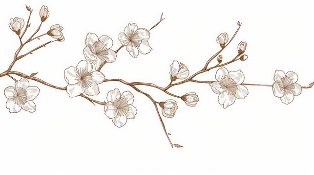 Simple outline of a cherry blossom branch