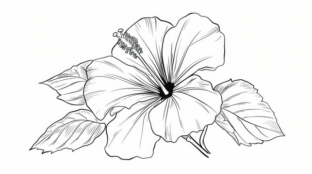 Simple outline of a hibiscus flower