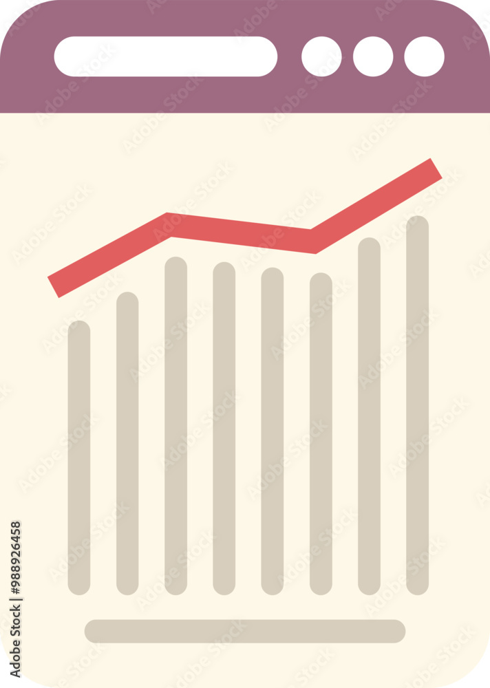 Wall mural Website is showing positive statistics with upward trend red line graph