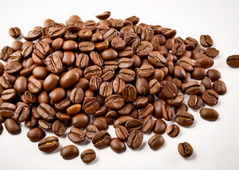 Naklejka premium A Close-Up View of Freshly Roasted Coffee Beans Displaying Their Rich Brown Color and Textured Surface