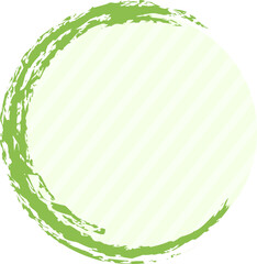 円形のフレーム　筆の半月　緑