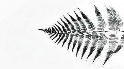 Naklejka premium Simple print of a fern frond in black and white