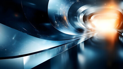 Abstract Tunnel with Glowing Light and Stars