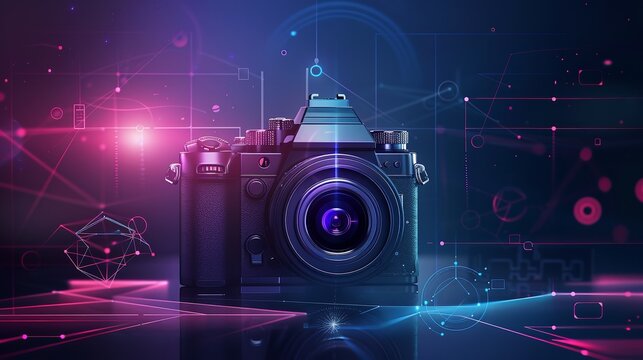 World Photographer Day illustration with graphic icons - Powered by Adobe