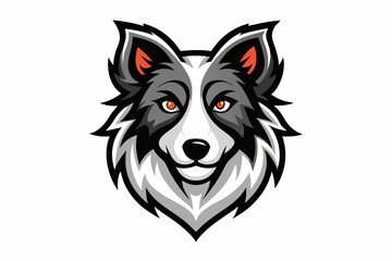 Border Collie head mascot logo design vector