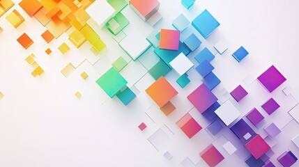 A clean white background with rainbow-colored squares scattered in a grid pattern, creating a modern and vibrant geometric design.