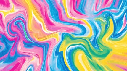 A vibrant tie-dye background with swirling patterns in bold colors like pink, blue, yellow, and green, blending together in a dynamic abstract design.