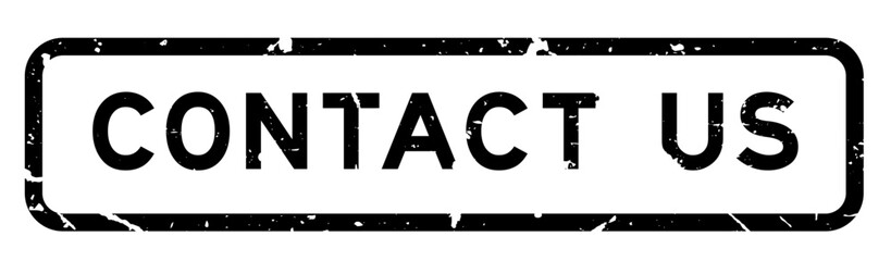 Grunge black contact us word square rubber seal stamp on white background