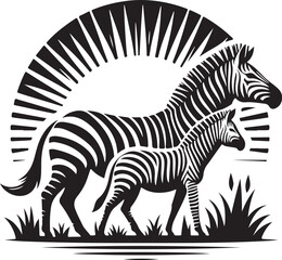 Obraz premium Zebra black white stripes silhouette vector art illustration. 