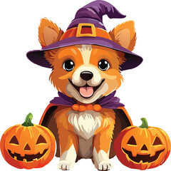 A puppy in halloween