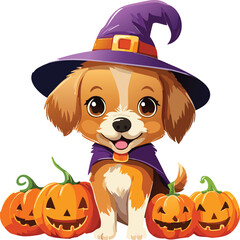 A puppy in halloween