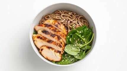 Grilled Chicken with Soba Noodles and Spinach Salad