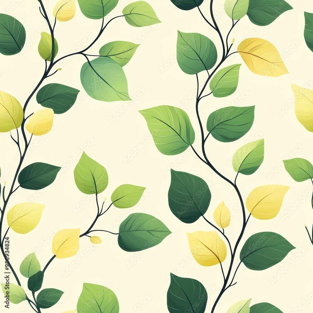 Poster colorful leaf pattern on a soft background, nature-inspired design.